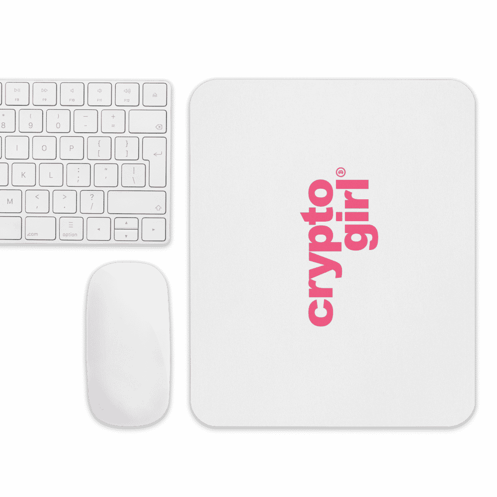 mouse pad white front 61896e5dc9254 - Crypto Girl Mouse Pad
