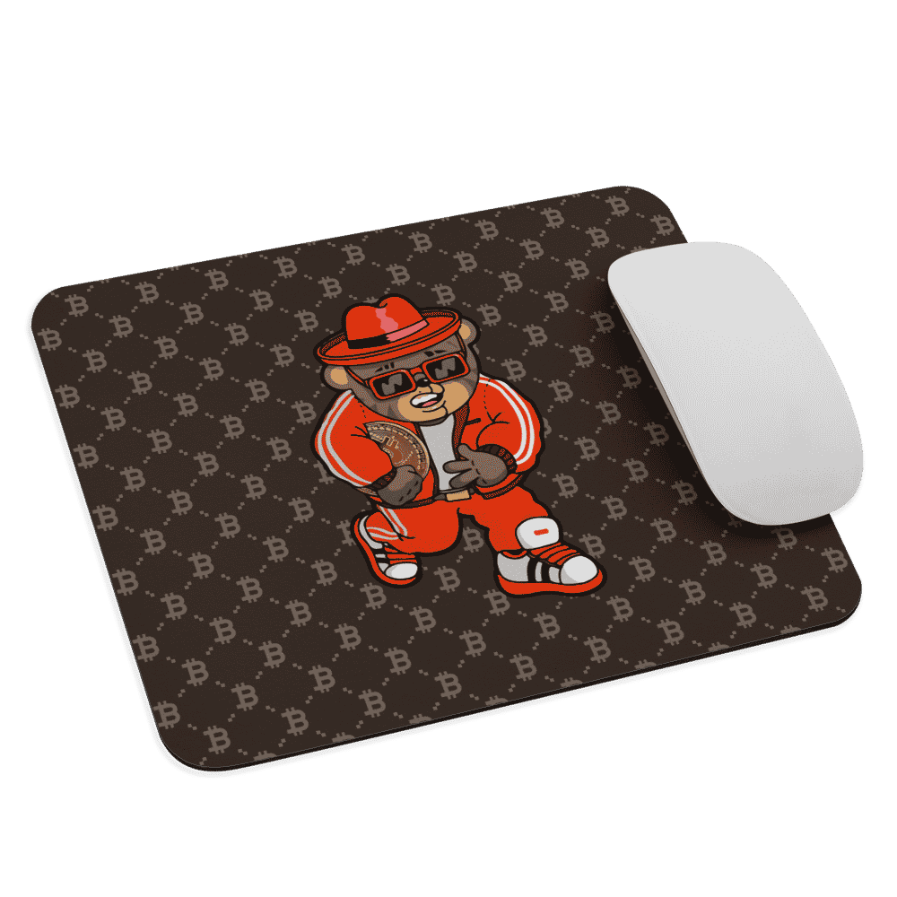 mouse pad white front 61896fcf65375 - Bitcoin Fashion Bear Mouse Pad