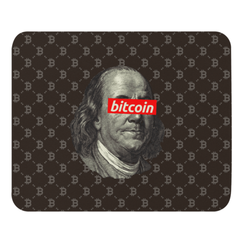 mouse pad white front 6189716009405 - Bitcoin Fashion Benjamin Franklin Mouse Pad