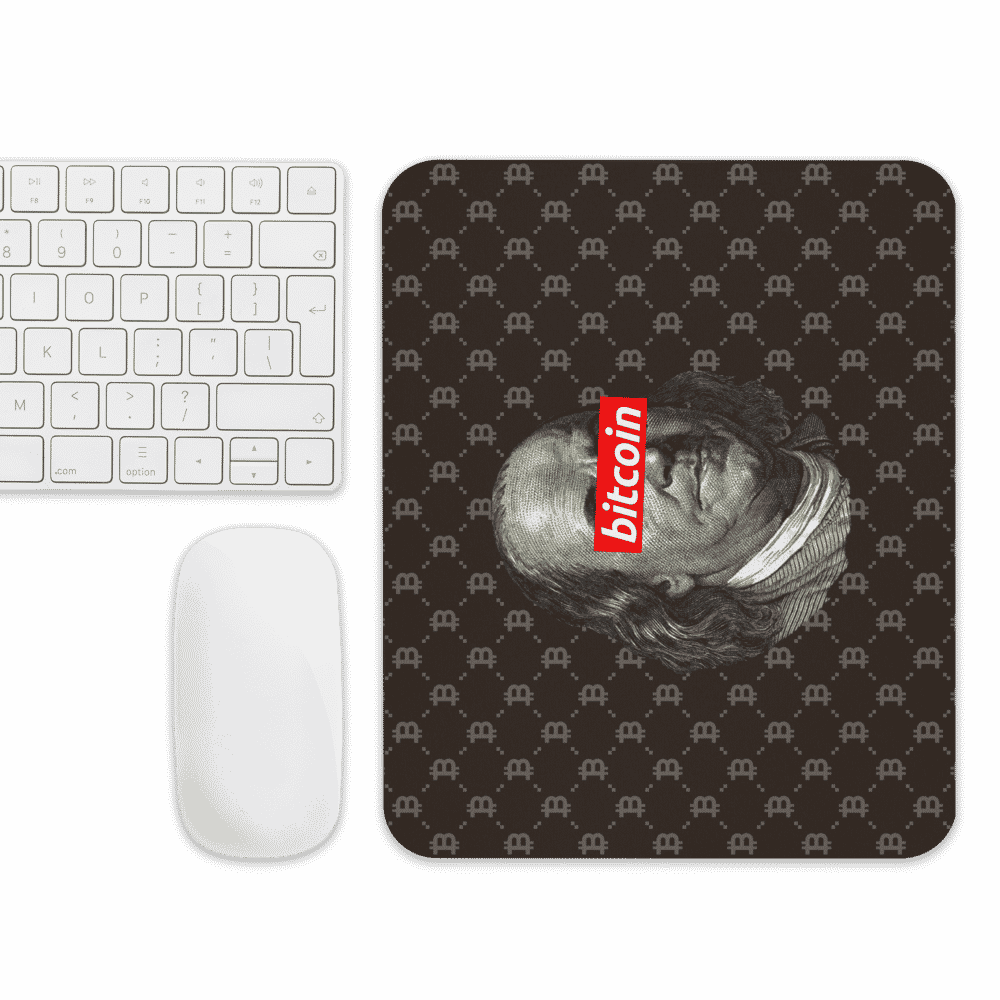 mouse pad white front 61897160094d2 - Bitcoin Fashion Benjamin Franklin Mouse Pad