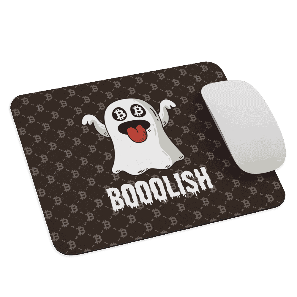 mouse pad white front 61897f412a13a - Bitcoin Fashion x Booolish Mouse Pad