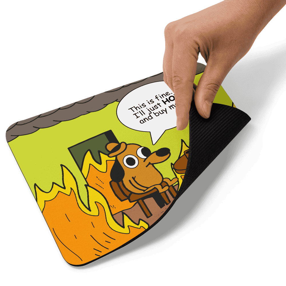 mouse pad white product details 618933315c1f9 - This is Fine. I'll Just HODL Mouse Pad