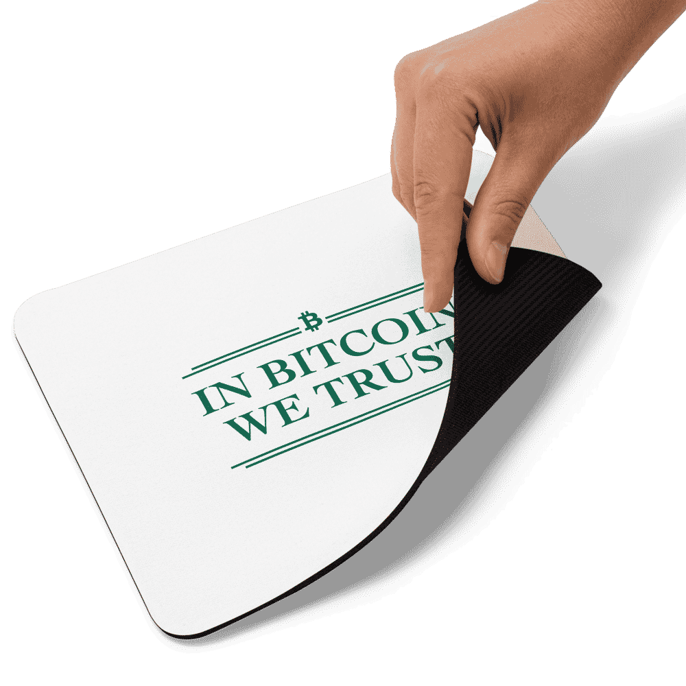 mouse pad white product details 618953759f889 - In Bitcoin We Trust Mouse Pad