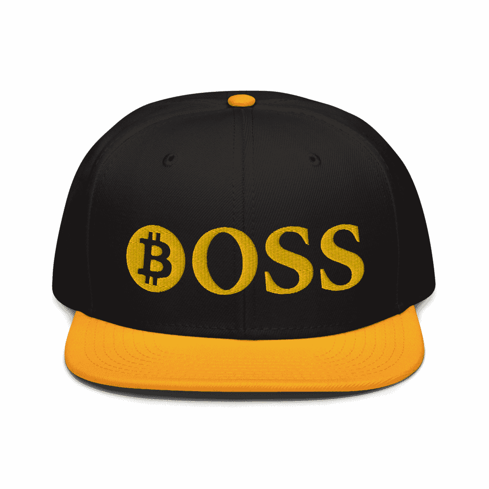 snapback gold black black front 618283001653c - BOSS x Bitcoin Snapback Hat