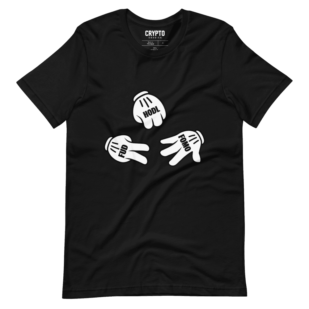 unisex staple t shirt black front 619585fb6b42c - Paper Rock Scissors x FOMO HODL FUD T-Shirt