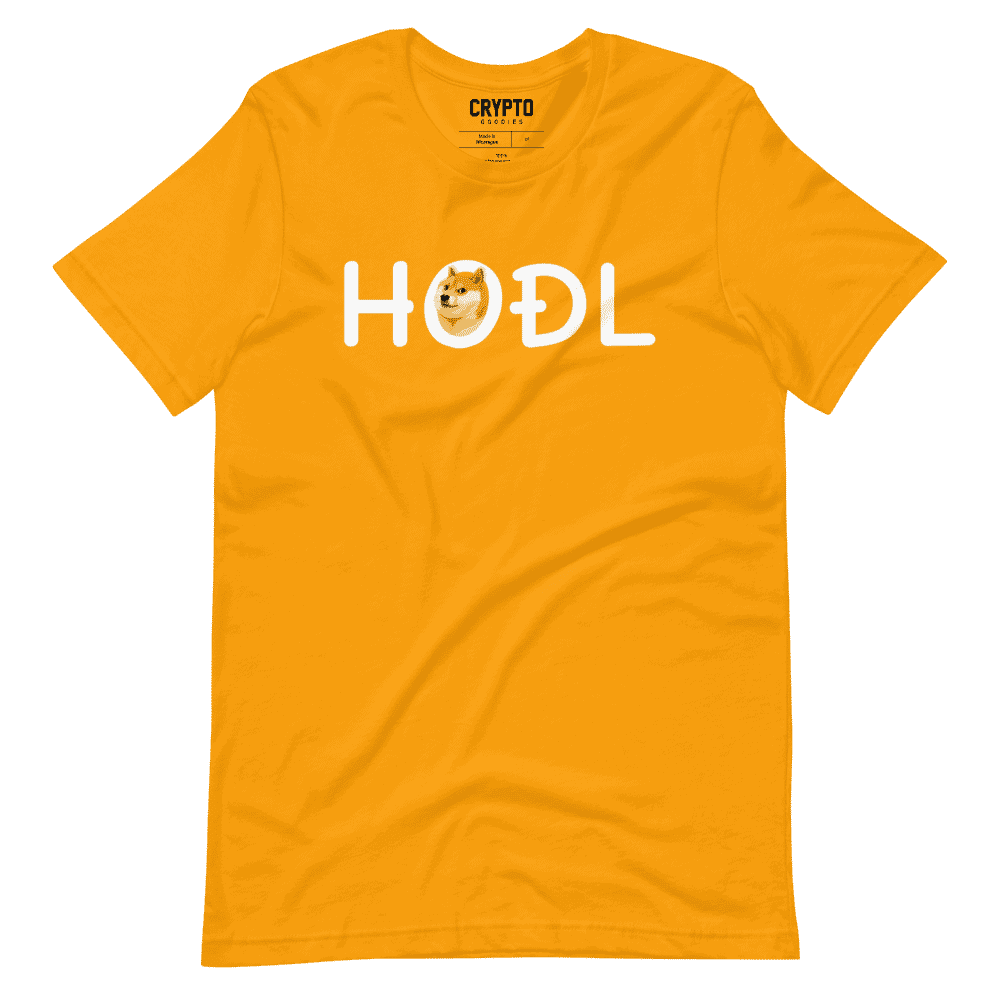 unisex staple t shirt gold front 61956b990f332 - Doge HODL T-Shirt