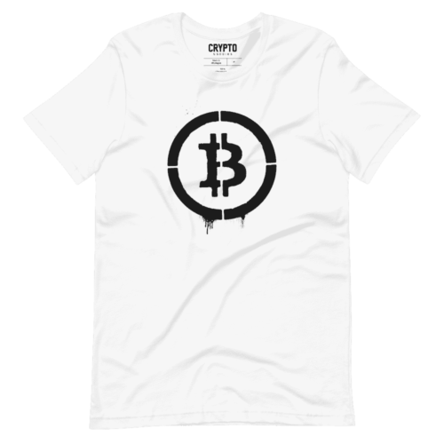 unisex staple t shirt white front 61953a482e8ea - Bitcoin Stencil T-Shirt