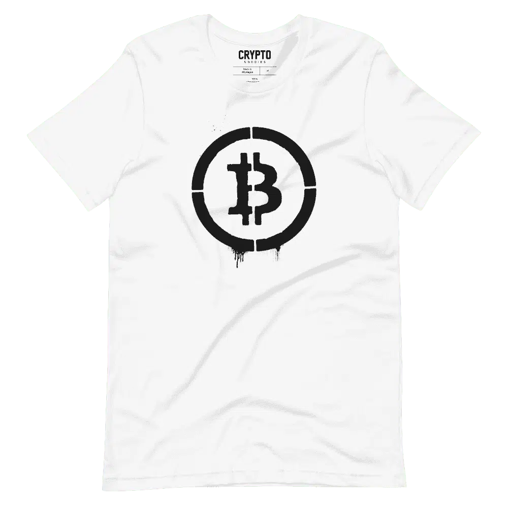 unisex staple t shirt white front 61953a482e8ea - Bitcoin Stencil T-Shirt