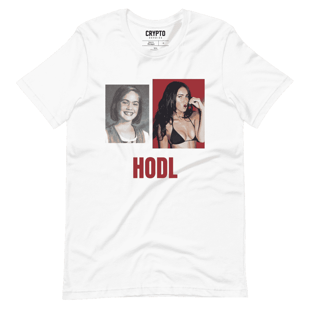 unisex staple t shirt white front 61954ce087ea4 - HODL Megan Fox Meme T-Shirt
