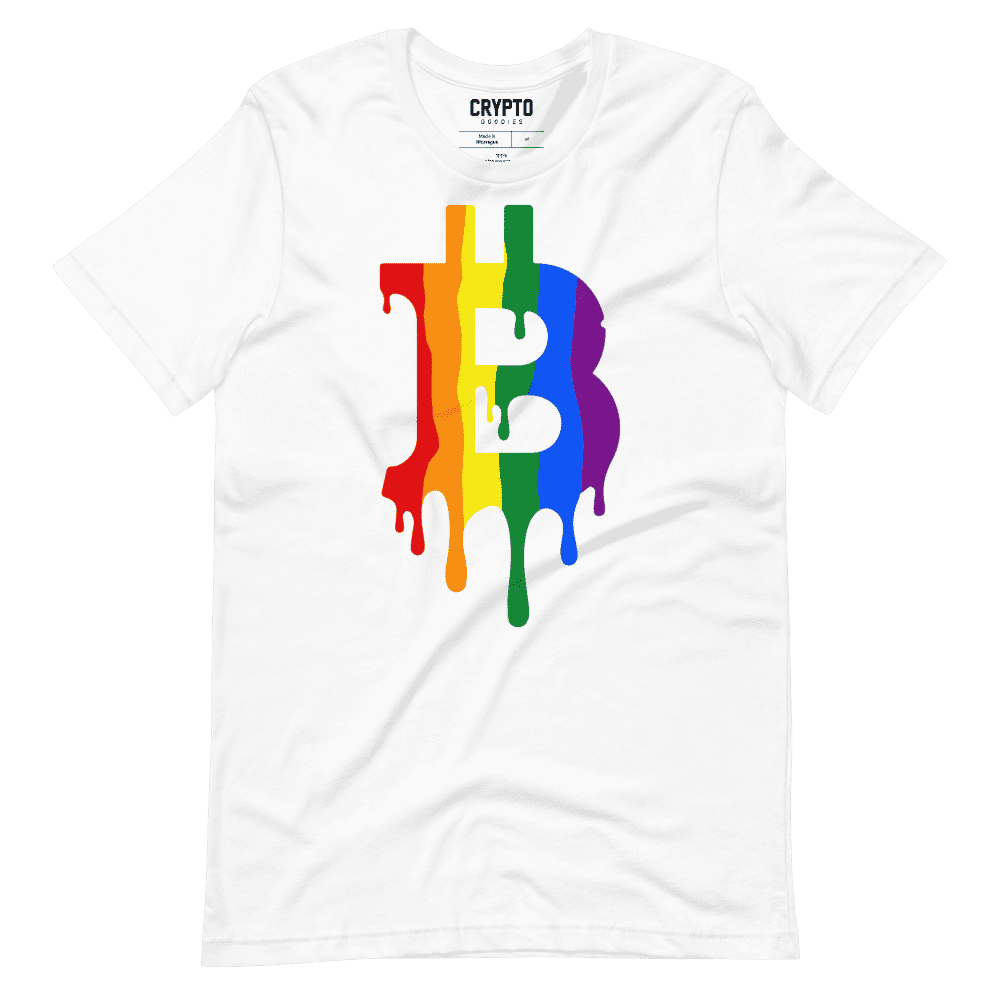 unisex staple t shirt white front 61955d9e9cf47 - Bitcoin Melting Rainbow T-Shirt