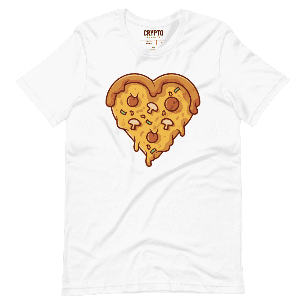 unisex staple t shirt white front 6195729a28955 - Bitcoin Pizza Slice T-Shirt