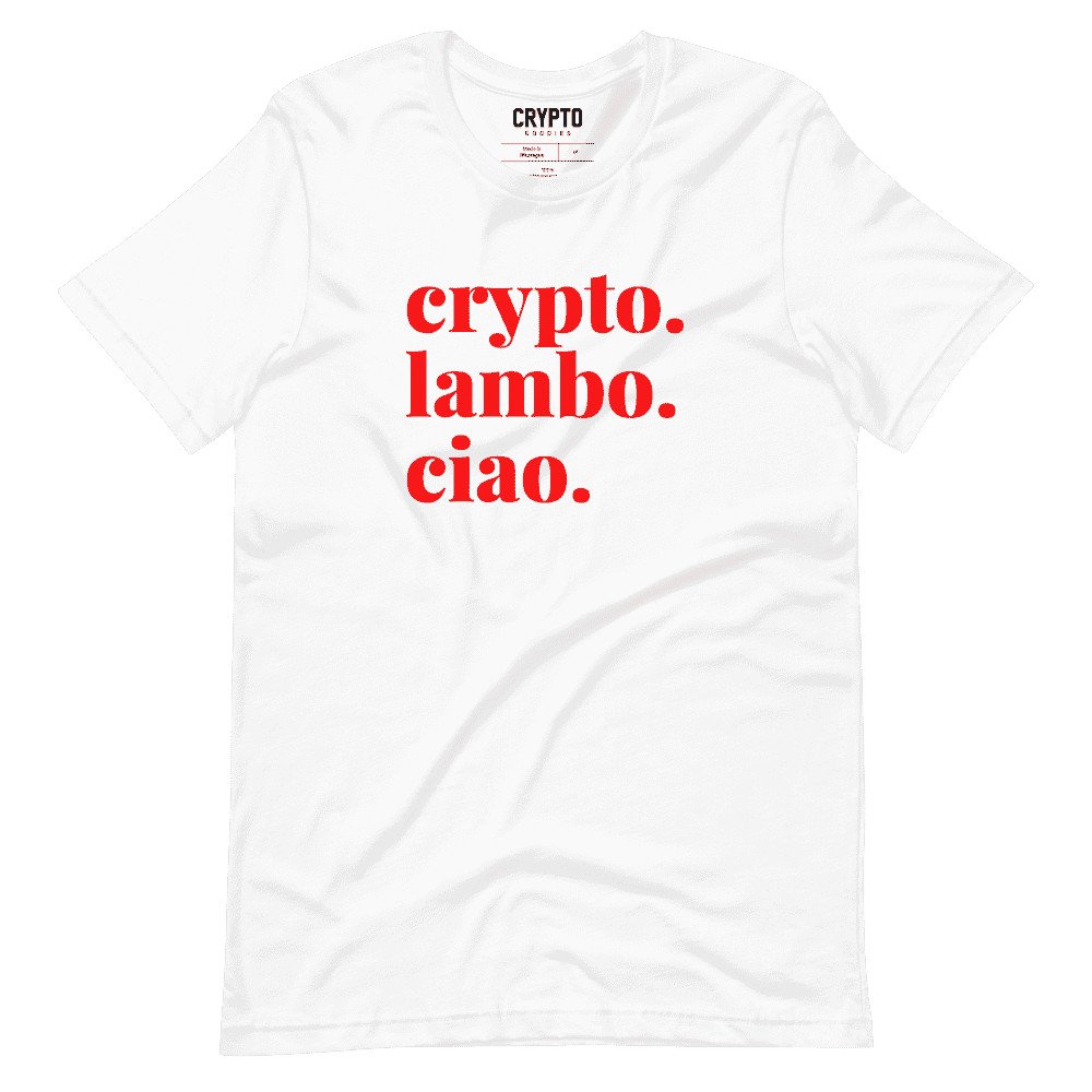unisex staple t shirt white front 61957633cc415 - Crypto. Lambo. Ciao. T-Shirt