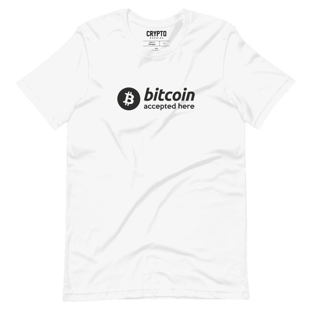 unisex staple t shirt white front 619585b1d478c - Bitcoin Accepted Here T-Shirt