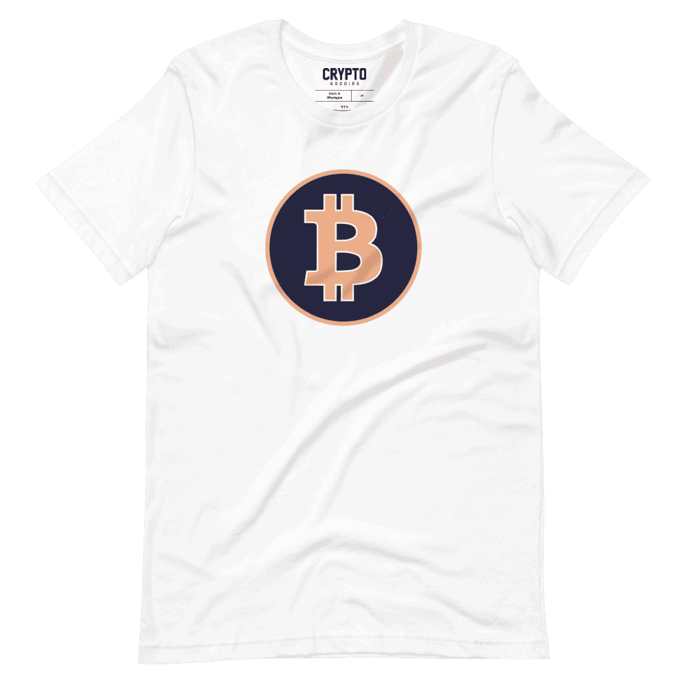 unisex staple t shirt white front 61958664bec7f - Bitcoin Dark Blue Circle Logo T-Shirt