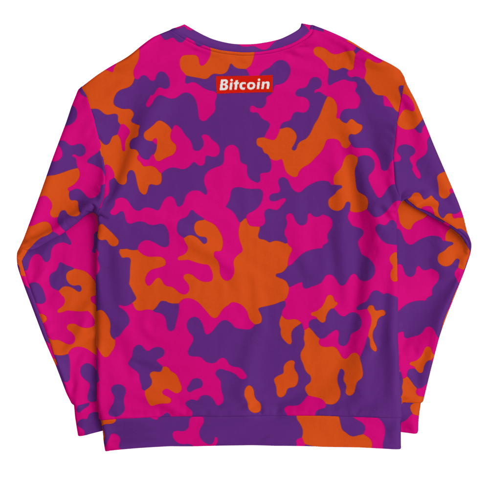 all over print unisex sweatshirt white back 61c21eb1c7489 - Bitcoin Pill x Camouflage Sweatshirt