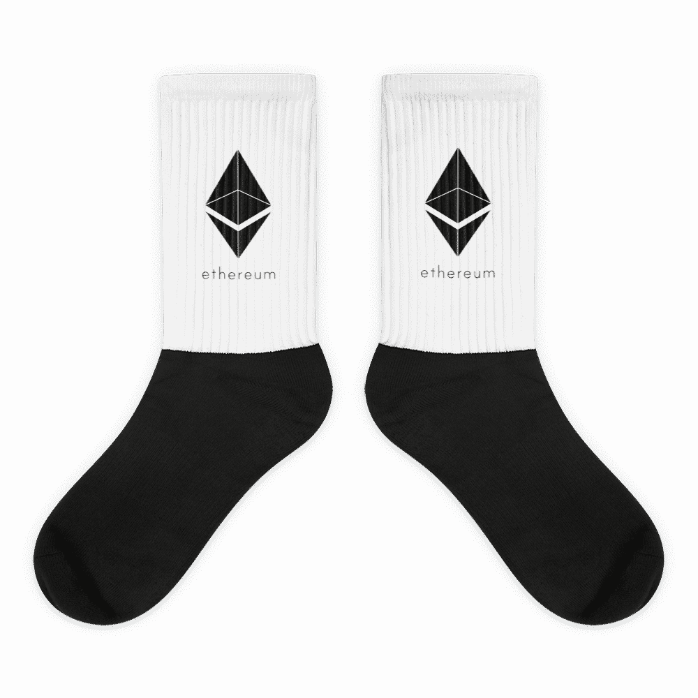 black foot sublimated socks flat 61c4a33647319 - Ethereum Black Logo Socks