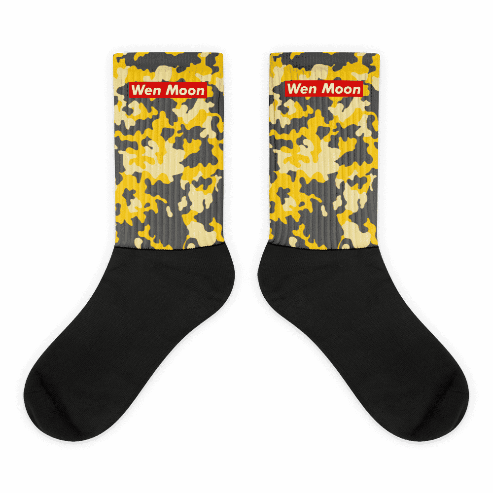 black foot sublimated socks flat 61c4a4be201b5 - Wen Moon x Yellow Camouflage Socks
