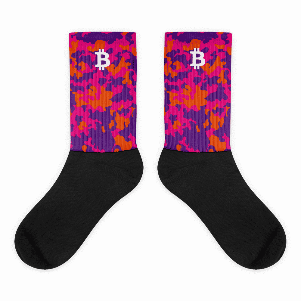 black foot sublimated socks flat 61c4b2fb7f258 - Bitcoin x Pink Camouflage Socks