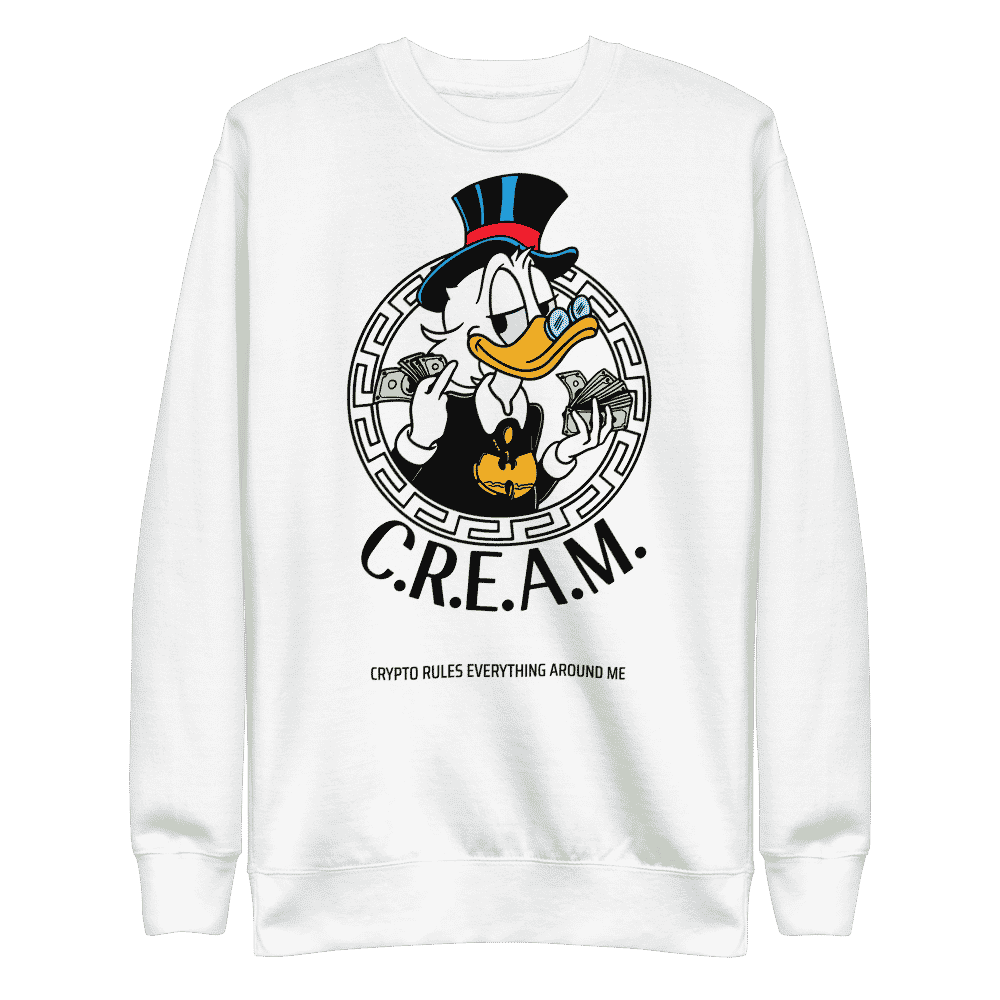 unisex fleece pullover white front 61c1147f00733 - Crypto Rules Everything Around Me Sweatshirt