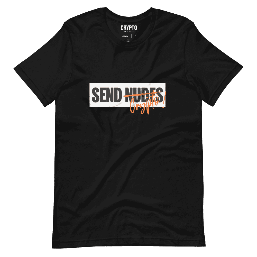 unisex staple t shirt black front 61c11673d0ca1 - Don't Send Nudes. Send Crypto T-Shirt