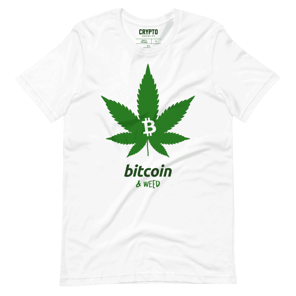 unisex staple t shirt white front 61cb295a4c898 - Bitcoin & Weed T-Shirt