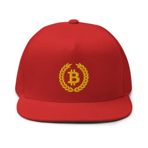 Bitcoin Laurel Leaves Logo Flat Bill Cap