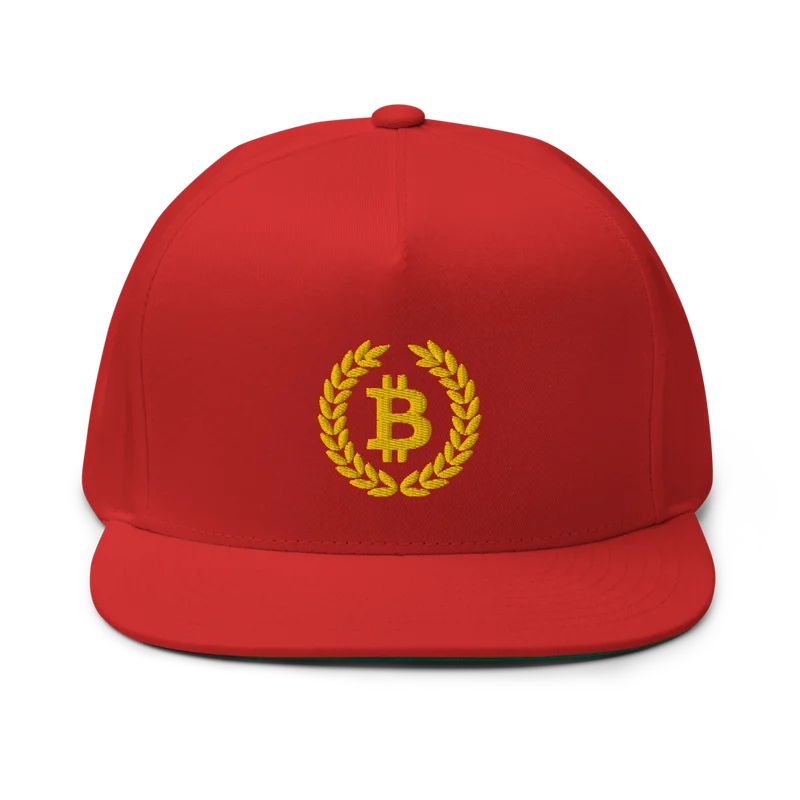 Bitcoin Laurel Leaves Logo Flat Bill Cap