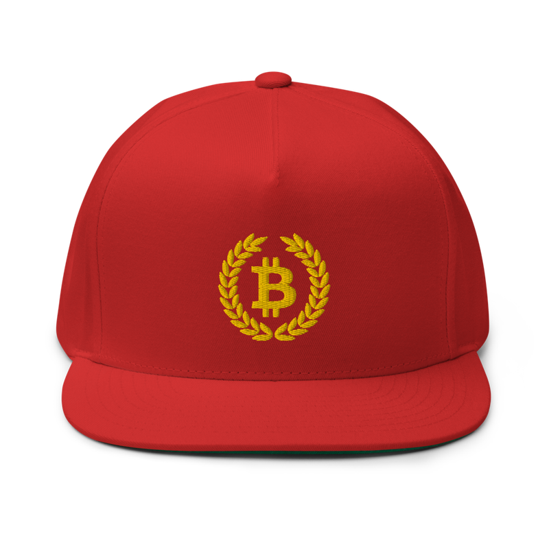 Bitcoin Laurel Leaves Logo Flat Bill Cap