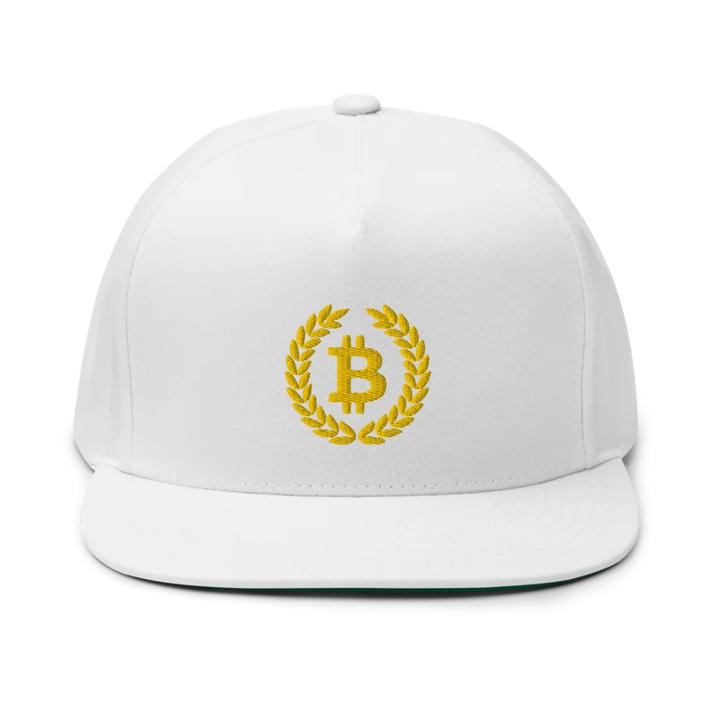 Bitcoin Laurel Leaves Logo Flat Bill Cap - Image 3