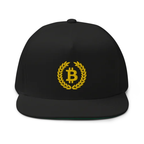 Bitcoin Laurel Leaves Logo Flat Bill Cap