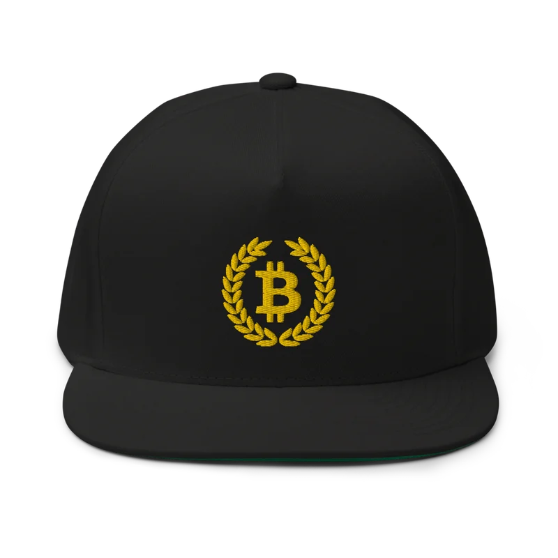 Bitcoin Laurel Leaves Logo Flat Bill Cap