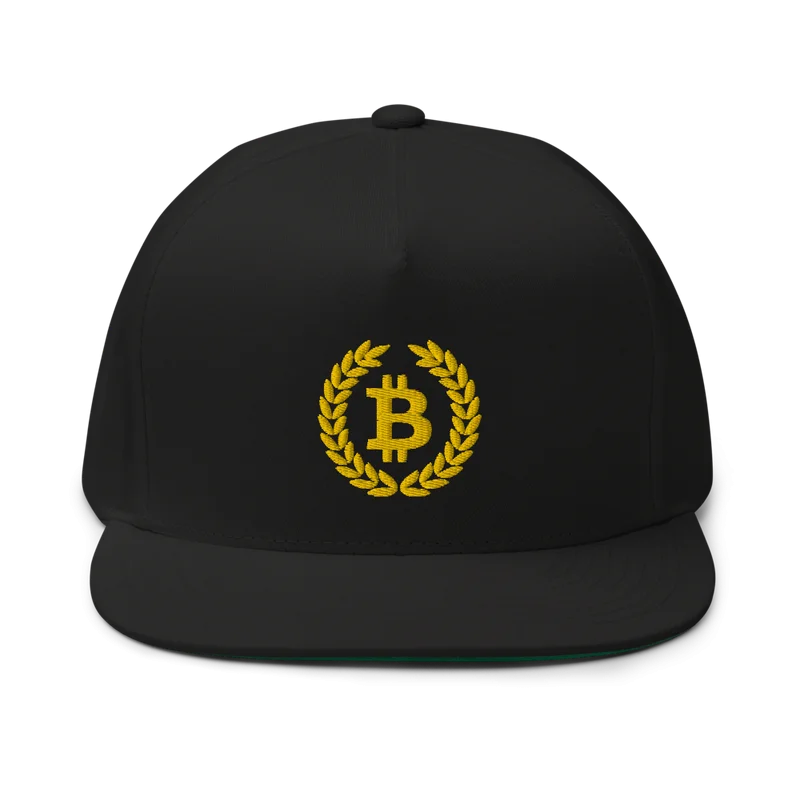 Bitcoin Laurel Leaves Logo Flat Bill Cap