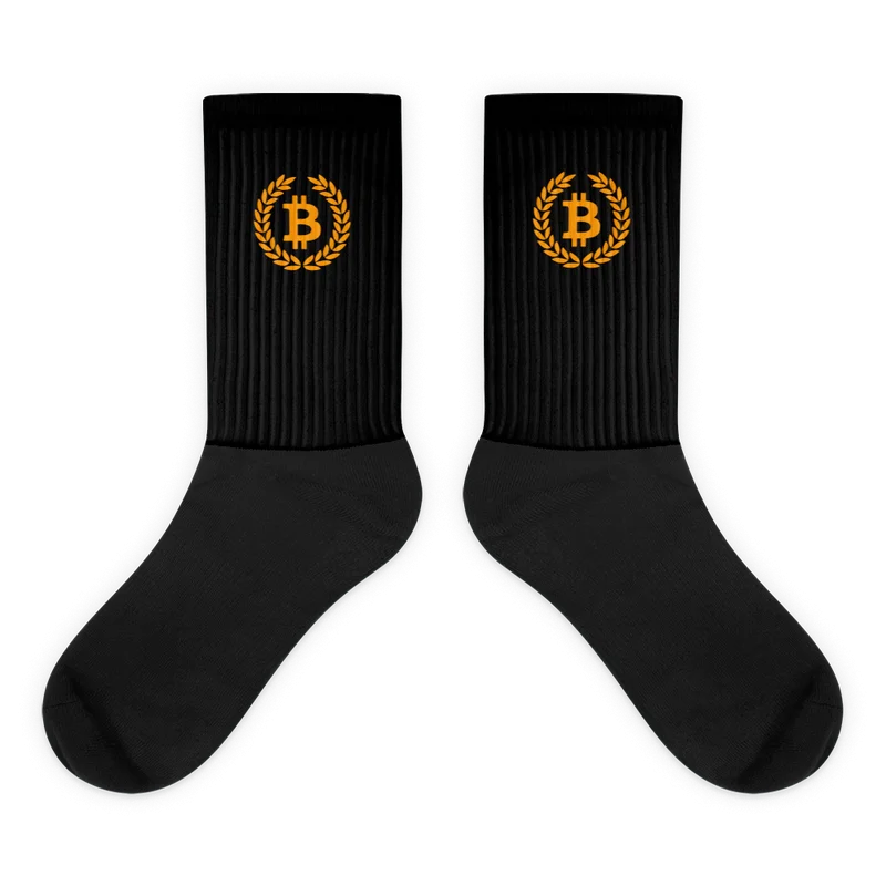 Bitcoin Laurel Leaves Logo Socks