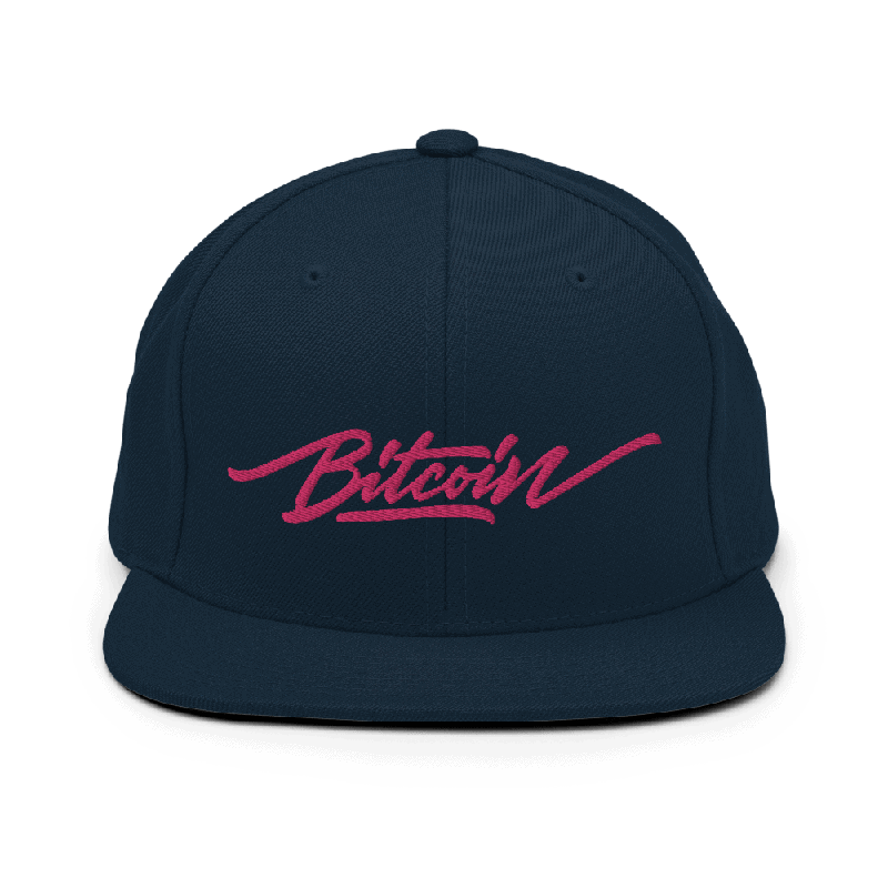 Bitcoin x Pink Calligraphy Logo Snapback Hat