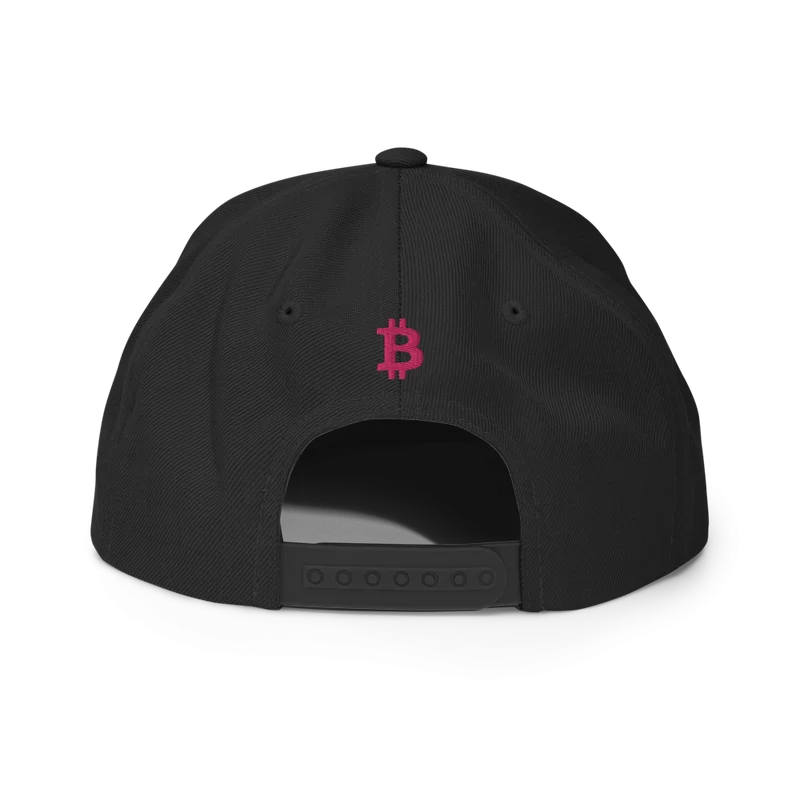 Bitcoin x Pink Calligraphy Logo Snapback Hat - Image 6