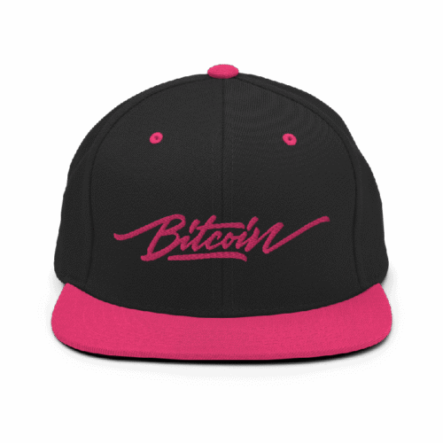 Bitcoin x Pink Calligraphy Logo Snapback Hat