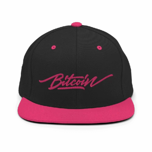 Bitcoin x Pink Calligraphy Logo Snapback Hat