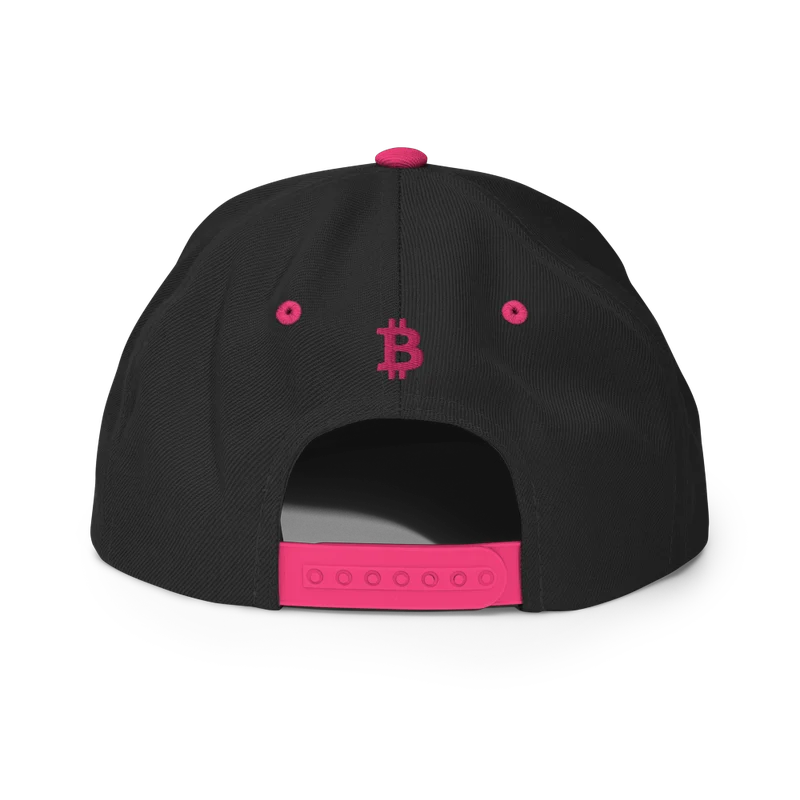 Bitcoin x Pink Calligraphy Logo Snapback Hat