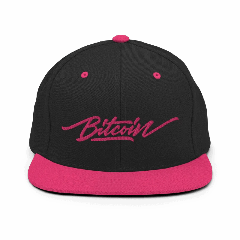 Bitcoin x Pink Calligraphy Logo Snapback Hat