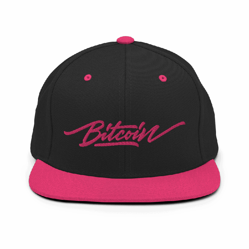 Bitcoin x Pink Calligraphy Logo Snapback Hat