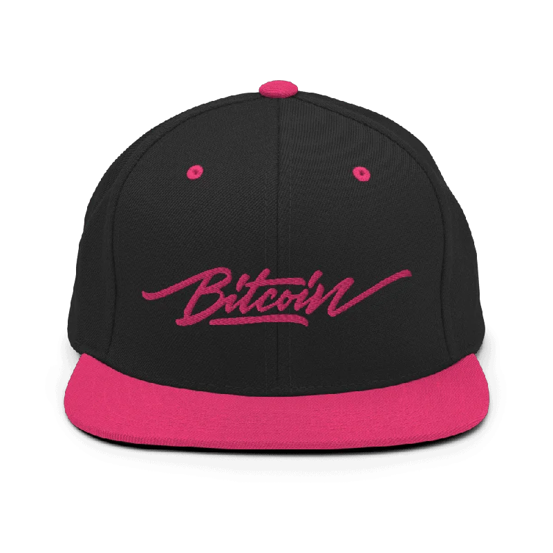 Bitcoin x Pink Calligraphy Logo Snapback Hat
