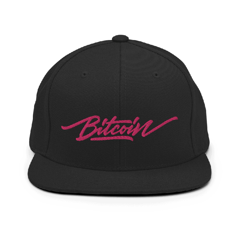 classic snapback black front 61f6833b637be - Bitcoin x Pink Calligraphy Logo Snapback Hat