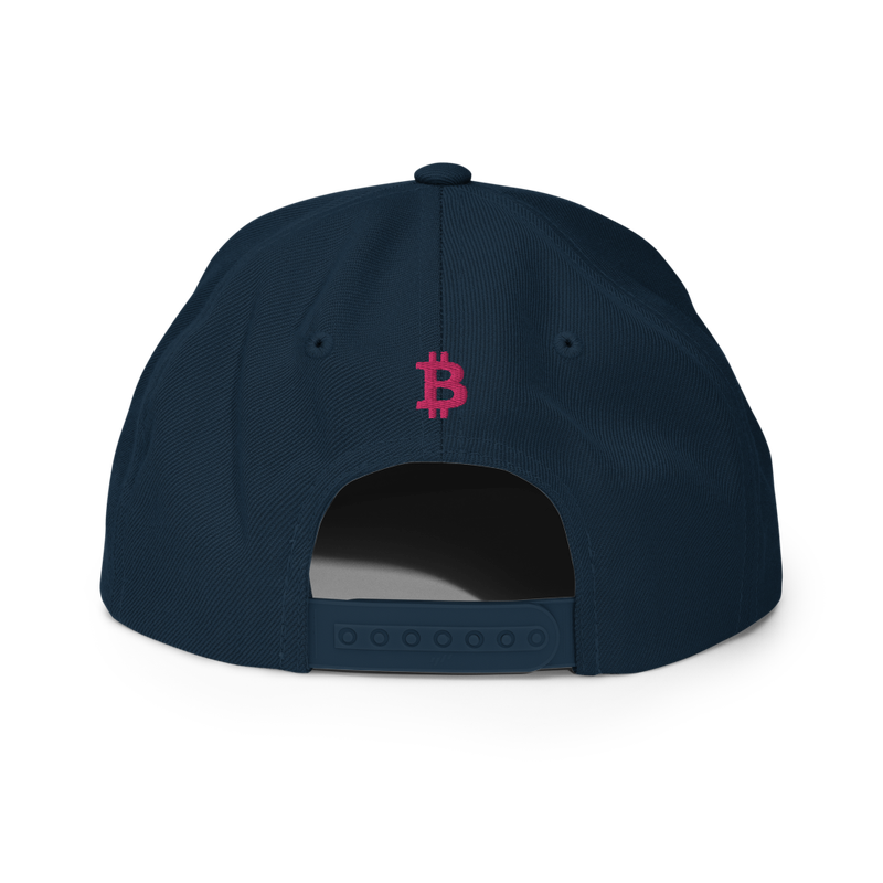 classic snapback dark navy back 61f6833b636e2 - Bitcoin x Pink Calligraphy Logo Snapback Hat