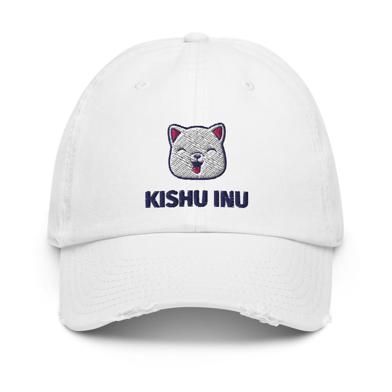 distressed baseball cap white front 61f152b4e55cf - KISHU INU Distressed Baseball Cap