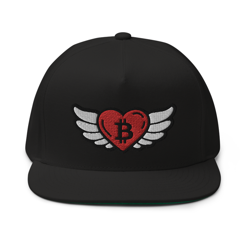 flat bill cap black front 61d9df975a141 - Bitcoin x Heart Angel Wings Snapback Hat