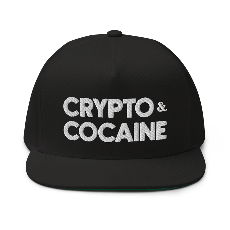 flat bill cap black front 61e043029e50d - Crypto & Cocaine Flat Bill Cap