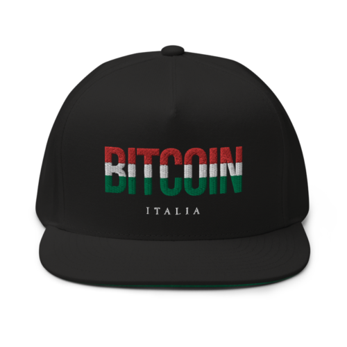 flat bill cap black front 61ec8ba03c7ba - Bitcoin x Italian Flag Logo Snapback Hat