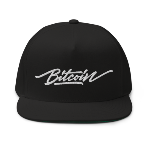 flat bill cap black front 61f5d9a7aa267 - Bitcoin x Calligraphy Logo Snapback Hat