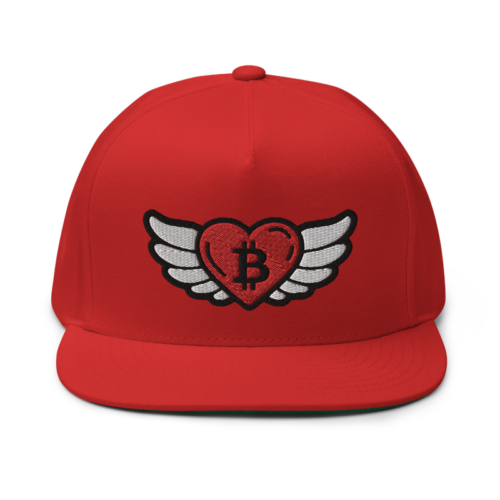 flat bill cap red front 61d9df975a01f - Bitcoin x Heart Angel Wings Snapback Hat