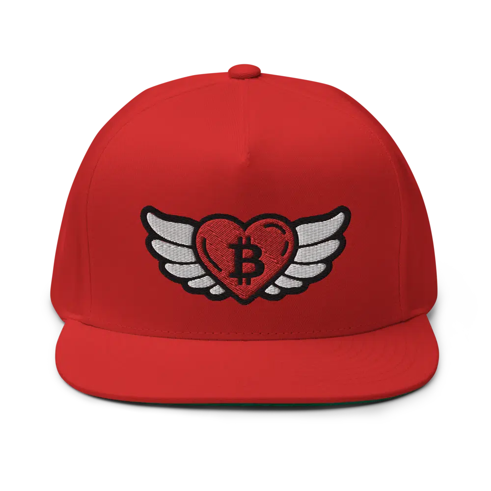 flat bill cap red front 61d9df975a01f - Bitcoin x Heart Angel Wings Snapback Hat